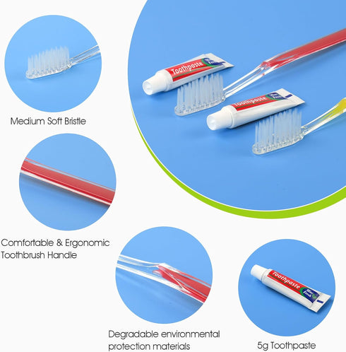 100 Packs Disposable Toothbrushes with Toothpaste, Individually Wrapped Travel Kit for OCC, Airbnb, Dentist, Office (4