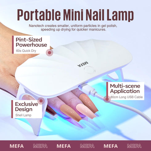 MEFA 19 Pcs Gel Nail Polish Kit with UV Light, 12 Colors Burgundy Red and Champagne Gold Glitter for DIY Nails