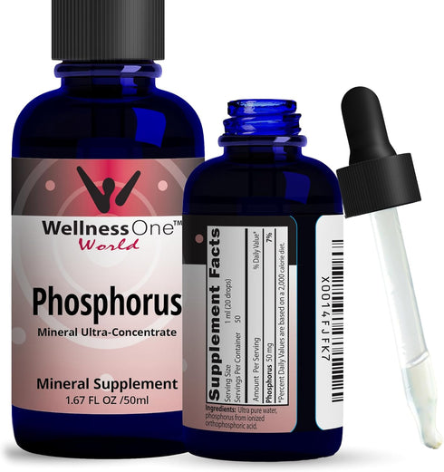 Liquid Phosphorus Supplements - Ionic Phosphorus from Ortho Phosphoric Acid for Healthy Bones & Teeth - 1.67 fl oz,