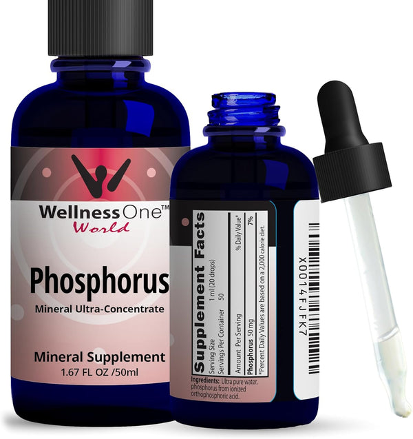 Liquid Phosphorus Supplements - Ionic Phosphorus from Ortho Phosphoric Acid for Healthy Bones & Teeth - 1.67 fl oz,