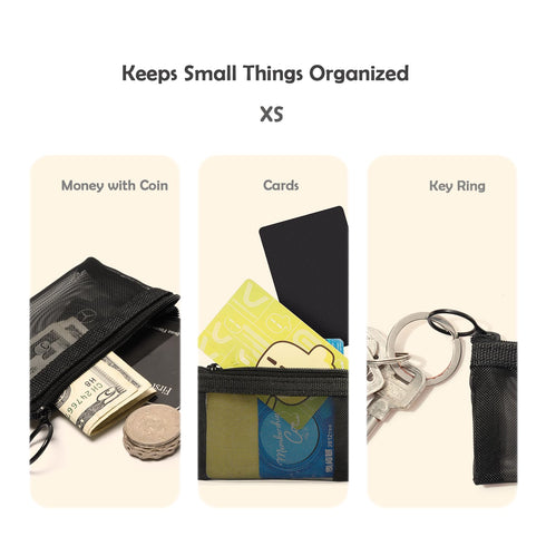 Patu Mini Zipper Mesh Bags, 3" x 4", Size XS / A8, 5 Pieces Clear Travel Kit Small Item Cosmetic Organizer
