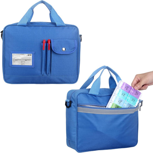 yeloumiss Medicine Bottle Organizer Bag, Large Travel Pill Case Box and Storage, Lockable Vitamins Carrier for Drug