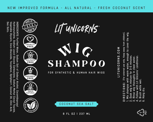 Wig Shampoo & Conditioner Set Cleaner Detangler for Synthetic and Natural Wigs, Coconut Scent