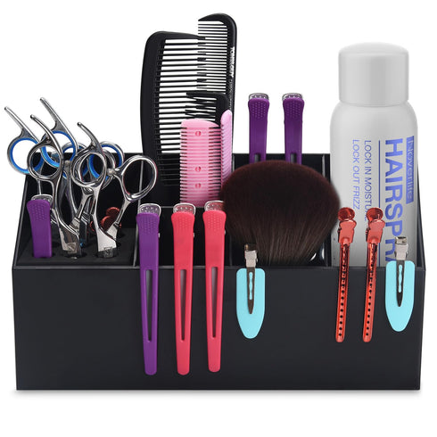 Noverlife Large Storage Box for Hair Scissors, Professional Hairdressing Combs, Clips, and Tool Box - Black