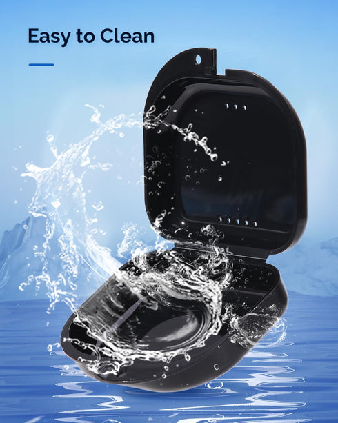 JMU Retainer Case with Vent Holes, Mouth Guard Case, Dental Storage Container, Black