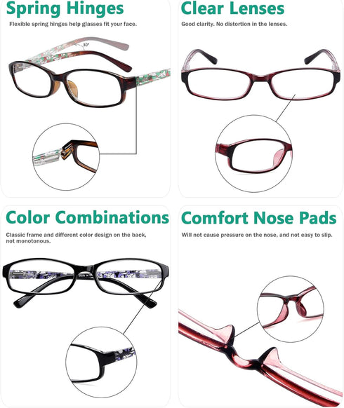 Eyekepper 4 Pairs Reading Glasses for Women - Stylish Striped Pattern Eyeglasses