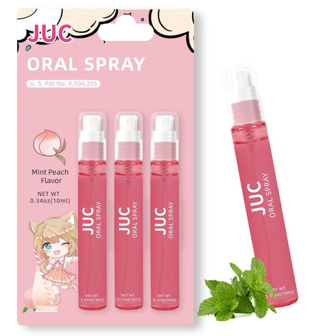 3 Count Mint Breath Spray, Mouth Freshener for All Ages, 0.33OZ (10ML) Mint Peach Flavor