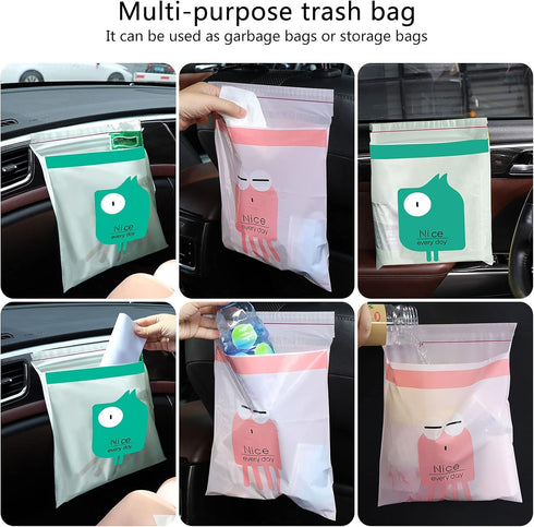 Portable Car Trash Bag - Easy Stick-On Disposable Garbage Bags - 100% Leak-Proof Durable Kitchen Storage Bag for Cars,