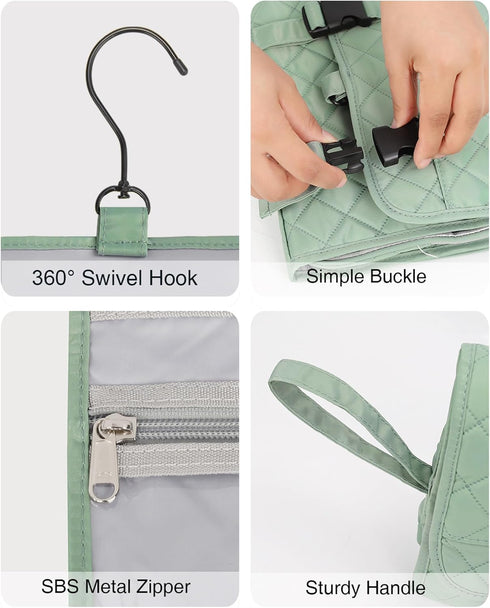 Relavel Travel Hanging Toiletry Bag for Men Women, Waterproof Large Makeup Organizer, Shaving Bag, Cosmetic Case (Green