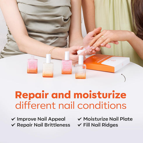 modelones 15ml 8-in-One Nail Ridge Filler Strengthener Base Coat, Pure Bliss Nail Polish Repair Treatment