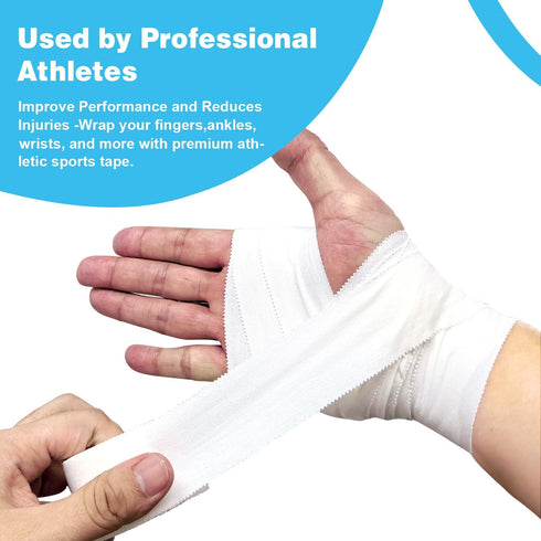 Residue(1.5in*10yd*2rolls*White) Athletic Tape Athletic & Medical Trainers & First Aid Tape for Injuries Wrist Ankle