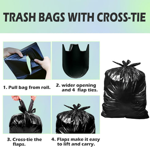 Joylake 40-45 60 Count 1.2 4 40-45 Gallon Heavy Duty Trash Bags Mil with Innovative Flap Ties | Compatible