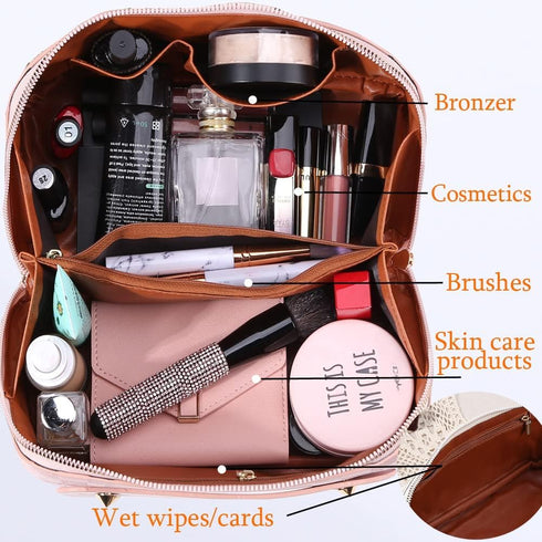 Large Capacity Travel Cosmetic Bag, Plaid Checkered Makeup Bag, Portable Waterproof Skincare Bag