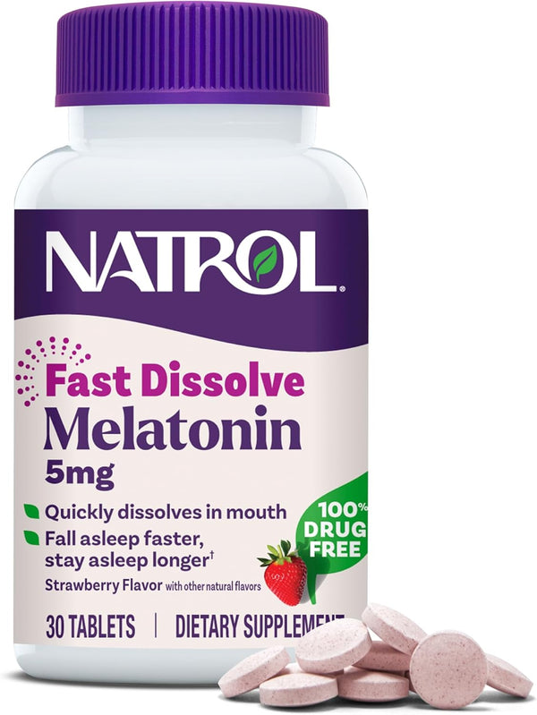 Natrol Melatonin Fast Dissolve Tablets, 5mg, 30 Count, Helps You Fall Asleep Faster