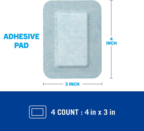 Nexcare Strong Hold Pain-Free Removal Adhesive Pads, 3 x 4 in, 4 Count