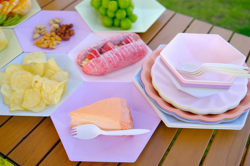Hasdock 18 Count 16OZ, Macaron Color Sturdy Waterproof Disposable Petal Bowl Biodegradable Plant Fiber Tableware