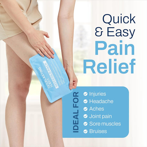 Reusable Hot and Cold Gel Soft Ice Packs - 4 Pack Large Gel Ice Pack for Pain Relief, 10 x 5