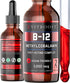 Vegan Liquid B-12 Drops - 60 x 5000 mcg Extra Strength Raspberry Flavored Vitamin B12 Liquid Supplement