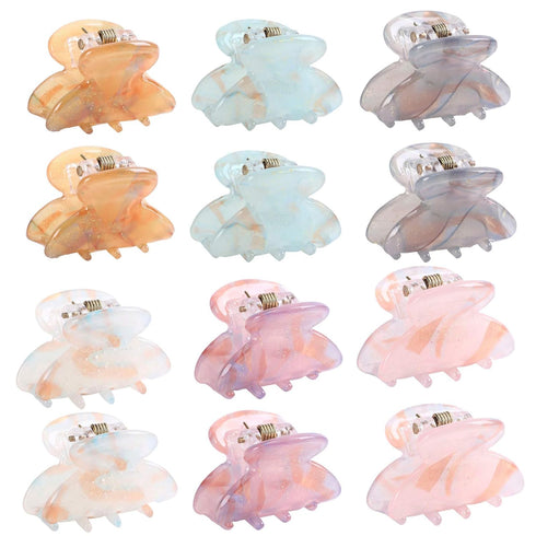 Sequin Mini Hair Clips - 12PCS No-Slip Grip Claw Barrettes for Thick Hair (1.18")
