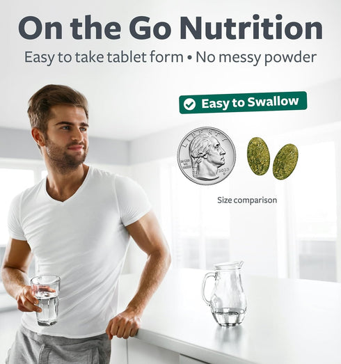 USDA Organic Greens Powder (180 Tablets) Complete Superfood Supplement with 28 Fruits & Vegetables for Energy & Immune