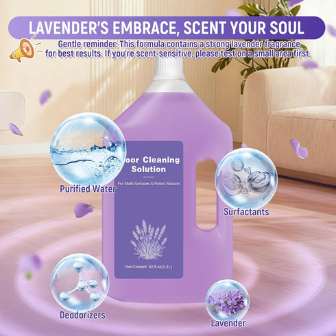 QKLYXEN 82 OZ/2.4 FL L Lavender Scented Floor Cleaning Solution Compatible with Dreame Cleaning Solution, Rich