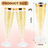 RAIHOMKIT 50 Pack 4.5 Oz Plastic Champagne Flutes Disposable, Gold Rim Champagne Glasses, Clear Disposable Champagnes