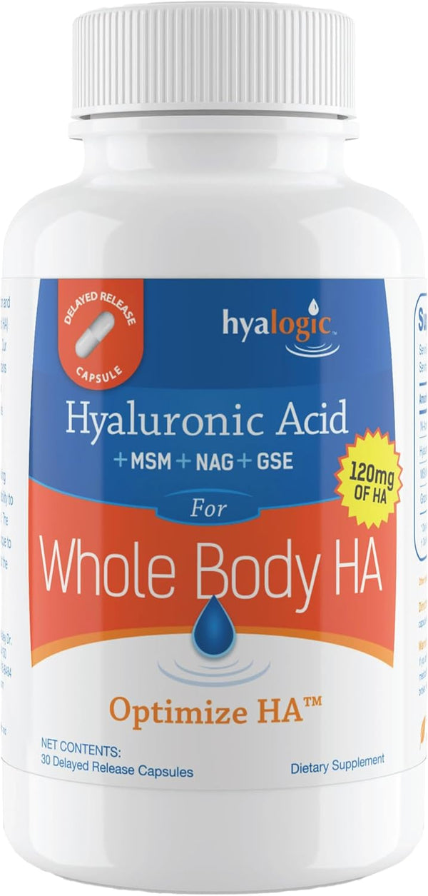 Hyalogic Hyaluronic Acid 120 mg Capsules | Combo Formula w/Glucosamine MSM | 30 Count