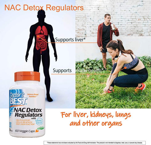 Doctor's Best NAC Detox Regulators with Seleno Excell, Non-GMO, Vegetarian, Gluten Free, Soy Free - 60 Veggie Caps