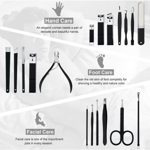 Professional Stainless Steel Nail Clipper Kit - 18pcs Travel & Grooming Set with Luxurious Case