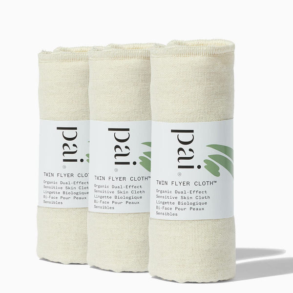 Pai Skincare - The Twin Flyer Organic Dual-Effect Face Cloth - Natural, Vegan, Sensitive Skincare (3 Pack)