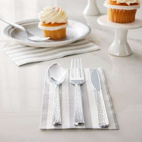 Hammered Set, 120ct. Celebrate It Silver Plastic Cutlery
