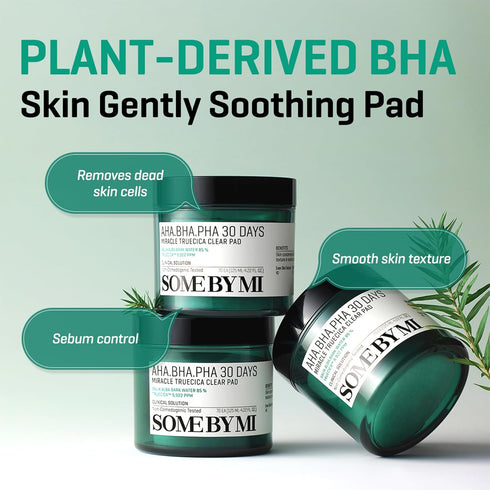 SOME BY MI AHA BHA PHA 30 Days Miracle Truecica Clear Pad – 70 Korean Exfoliating Face Toner Pads for Skin Care