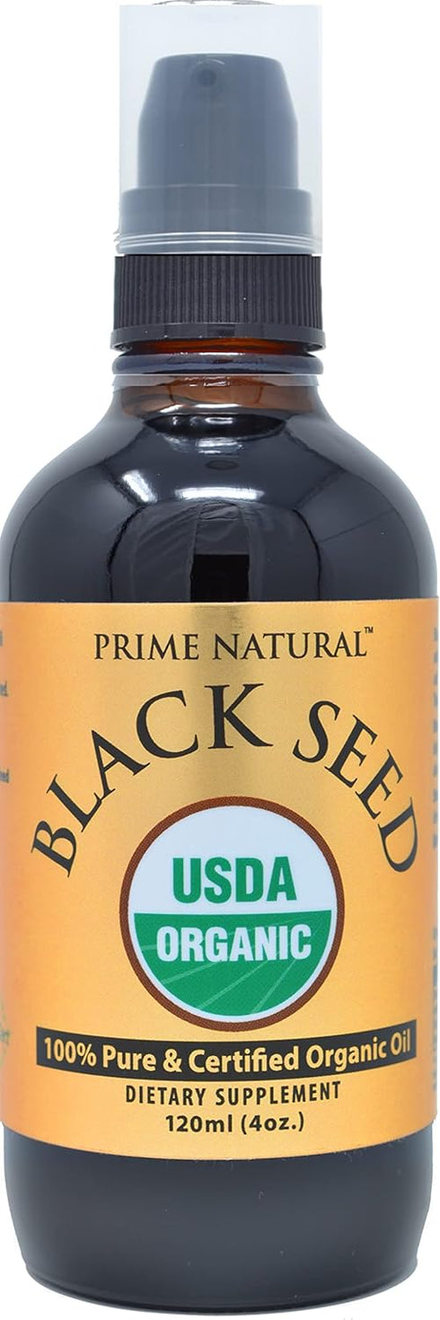 Organic Black Seed Oil 4oz - Cold Pressed, Unrefined, High Thymoquinone, Vegan Omega 3 6 9