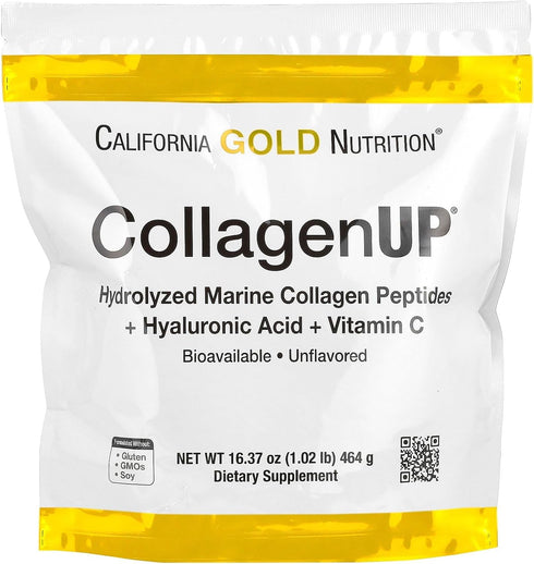 Collagen Peptides Powder with Hyaluronic Acid for Healthy Hair, Skin, Nails, Joints, Bones, Non-GMO, 16.37 oz