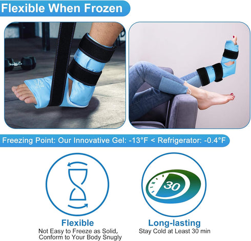 Relief Expert Ankle Foot Ice Pack Wrap - Reusable Gel Cold Pack with Compression Therapy, Heel Ice Pack for Achilles