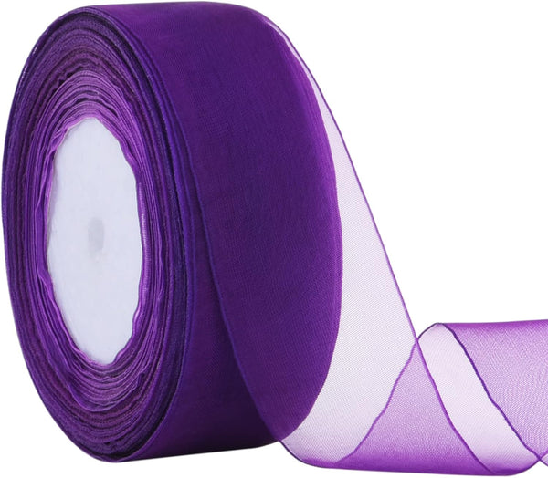 1-1/2 Inch Sheer Organza Ribbon, 50 Yards/Roll (Purple)