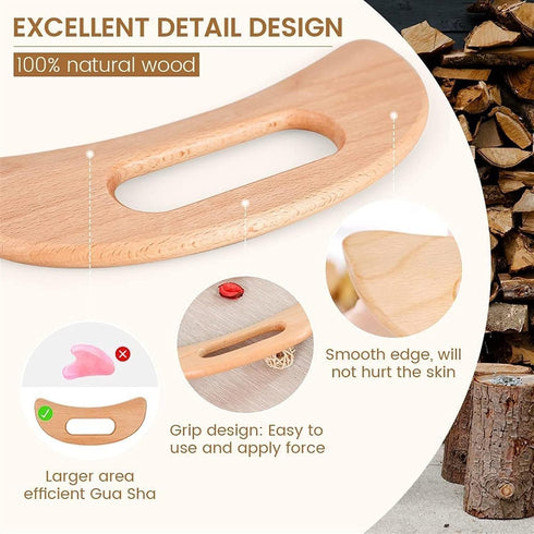 MObyat 1Pcs Wood Therapy Massage Gua Sha Tool Lymphatic Drainage Massager Grip Scraping Board Anti Cellulite for Body