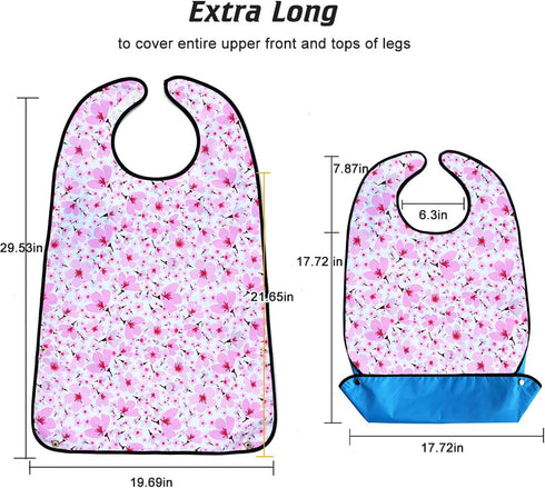 VOPHIA Washable Adult Bibs for Women - Reusable Waterproof Clothing Protector with Crumb Catcher