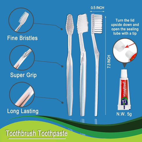 30 Pack Disposable Toothbrushes with Toothpaste, Soft Bristle Manual Disposable Travel Toothbrush Kit, Individually