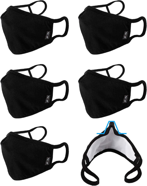 WITHMOONS Washable Reusable Cloth Face Mask, 3-Ply Mouth Shield with Nose Wire, 6PACK EU0304