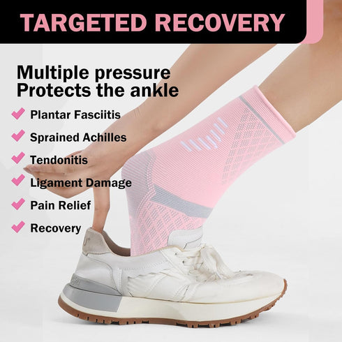 NuCamper Ankle Brace Compression Sleeve for Plantar Fasciitis Relief,Open Toe Compression Socks for Men & Women,Foot