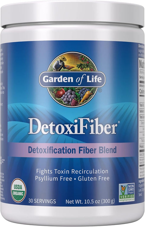 Garden of Life Organic Unflavored Fiber Powder Detox Blend with Chia, Alfalfa & Barley for Gut Health Support - 30