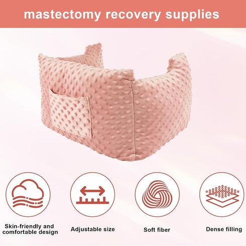 JFHNMLW Mastectomy Pillow, Mastectomy Recovery Supplies for Heart Surgery (Light Pink)