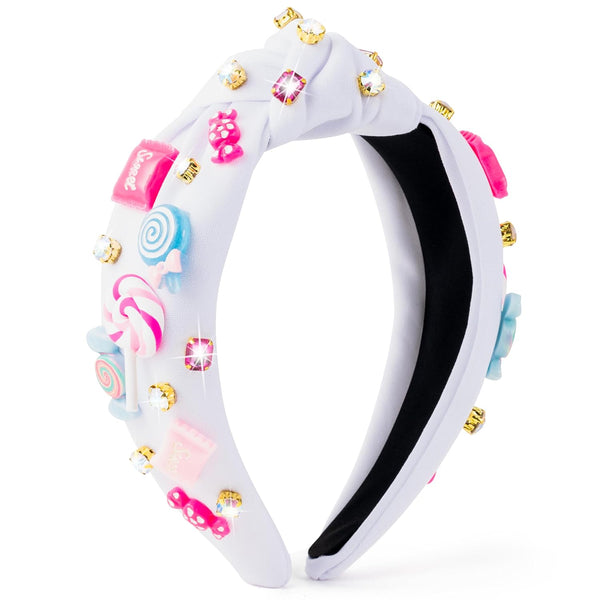 PANTIDE Candy Jeweled Knotted Headband, Sugar Lollipop Rhinestone Crystal Embellished Fashion Hairband for Women
