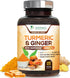 Turmeric Curcumin 1950mg with BioPerine & Ginger - 120 Vegan Non-GMO Herbal Pills for Joint Support, Max Absorption