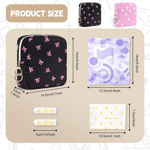 Period Bag for Teen Girls, Canvas Sanitary Napkin Storage Bag with Zipper, Portable Menstrual Pad Bag Tampon Holder