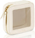 Prite Small Makeup Bag for Women, Portable Clear Cosmetic Bag with Gold Zipper (Beige)