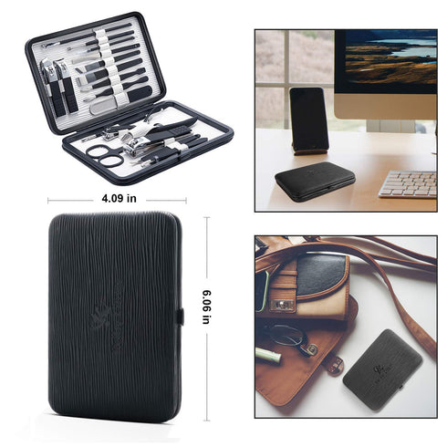 Professional Stainless Steel Nail Clipper Kit - 18pcs Travel & Grooming Set with Luxurious Case