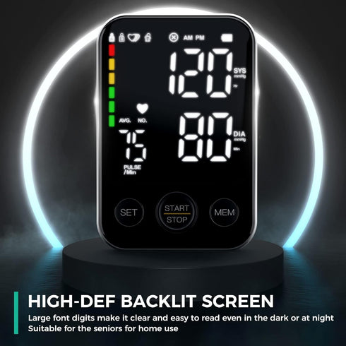 Blood Pressure Monitor for Home Use, Upper Arm BP Machine with 2x120 Reading Memory, Adjustable Cuff & Storage Bag