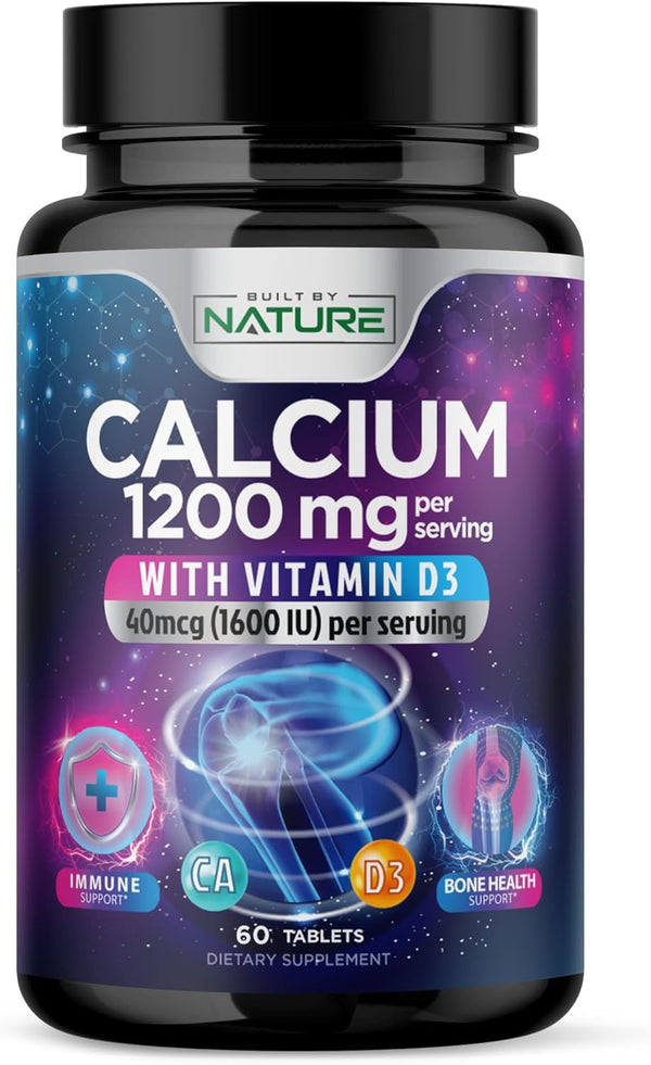 Advanced Bone Support Calcium 1200mg with Vitamin D3 for Best Absorption - 60 Tablets, Easy to Swallow